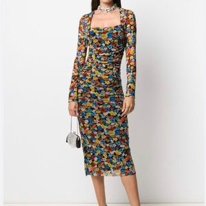 Ganni floral ruched midi dress- sz 36